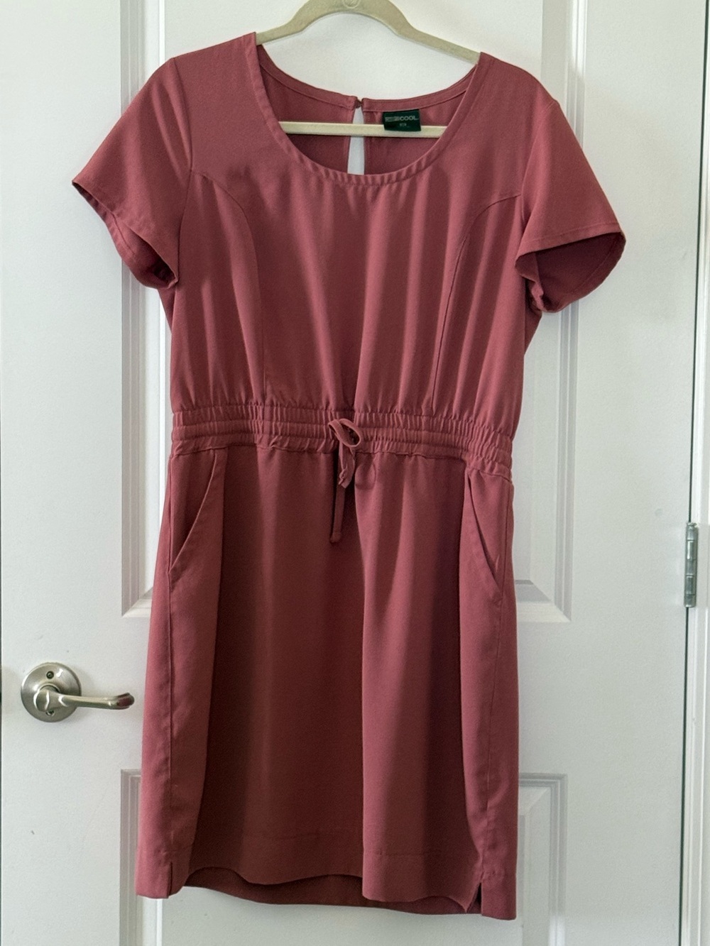 Dusty Rose Drawstring Waist Mini Dress